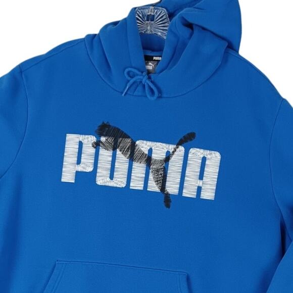 Puma Sweatshirt Hoodie Mens 3XL Ice Blue Sport Thick Soft Logo Spell Out - Picture 1 of 13